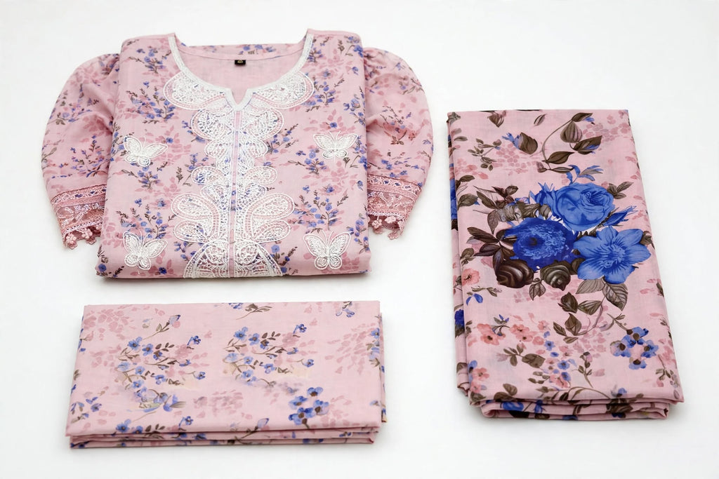 Baby Pink pe White Embroidery - Bohat Hi Nazuk Jora